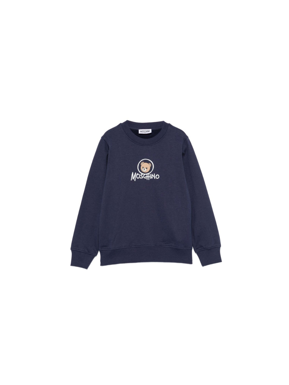 Felpa per bambini Moschino Kids blu navy con stampa orsetto sul davanti HXF08VLCA83 40016 MOSCHINO KIDS