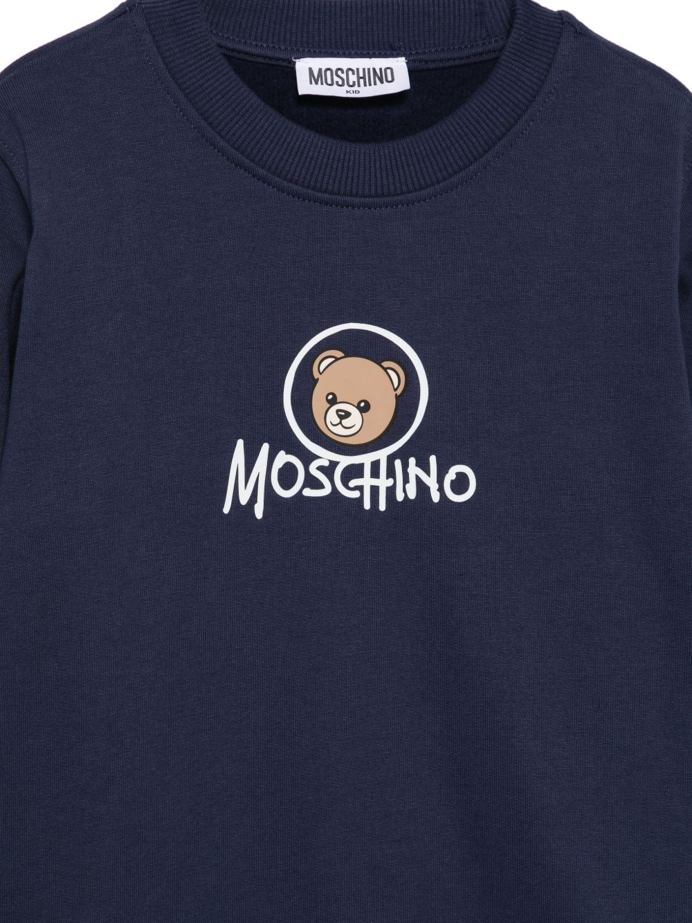 Felpa per bambini Moschino Kids blu navy con stampa orsetto sul davanti HXF08VLCA83 40016 MOSCHINO KIDS