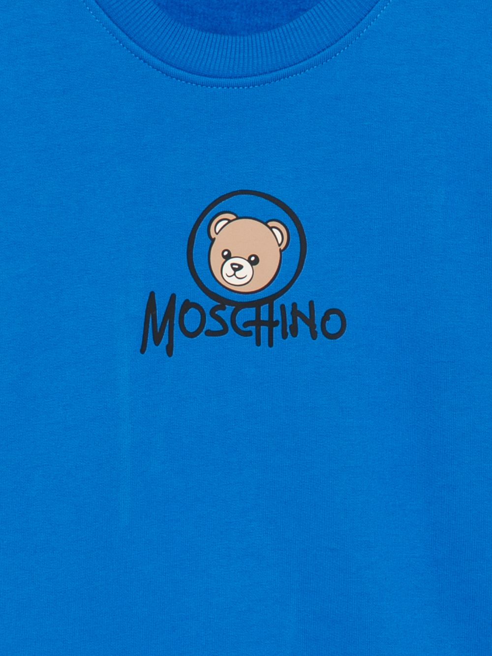 Felpa per bambini Moschino Kids blu con stampa orsetto sul davanti HXF08VLCA83 40157 MOSCHINO KIDS