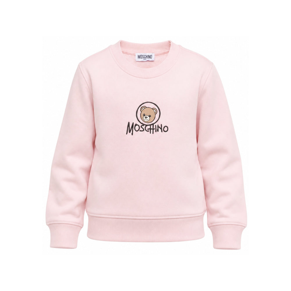 Felpa per bambini Moschino Kids rosa con stampa orsetto sul davanti HXF08VLCA83 50209 MOSCHINO KIDS