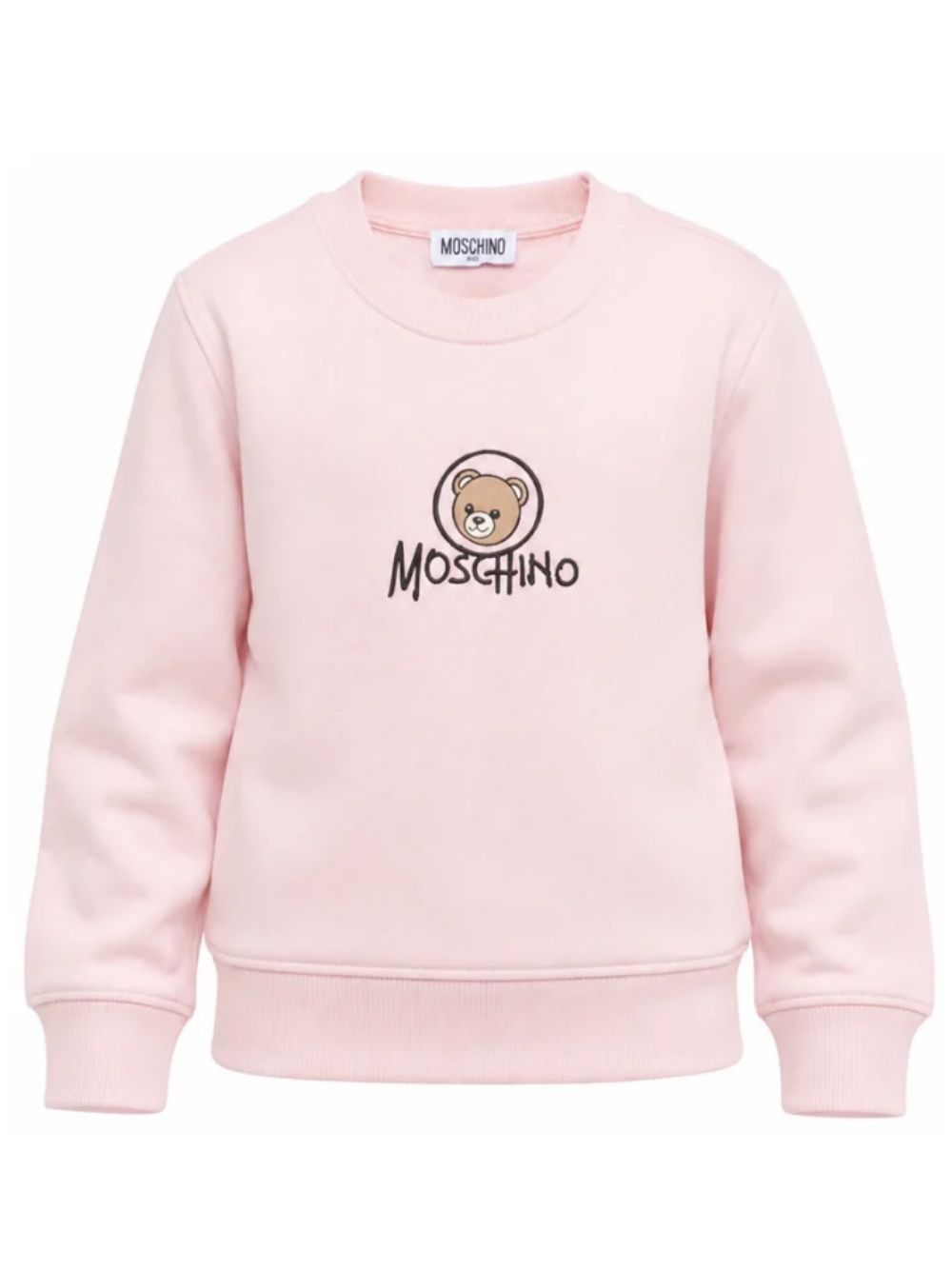 Felpa per bambini Moschino Kids rosa con stampa orsetto sul davanti HXF08VLCA83 50209 MOSCHINO KIDS
