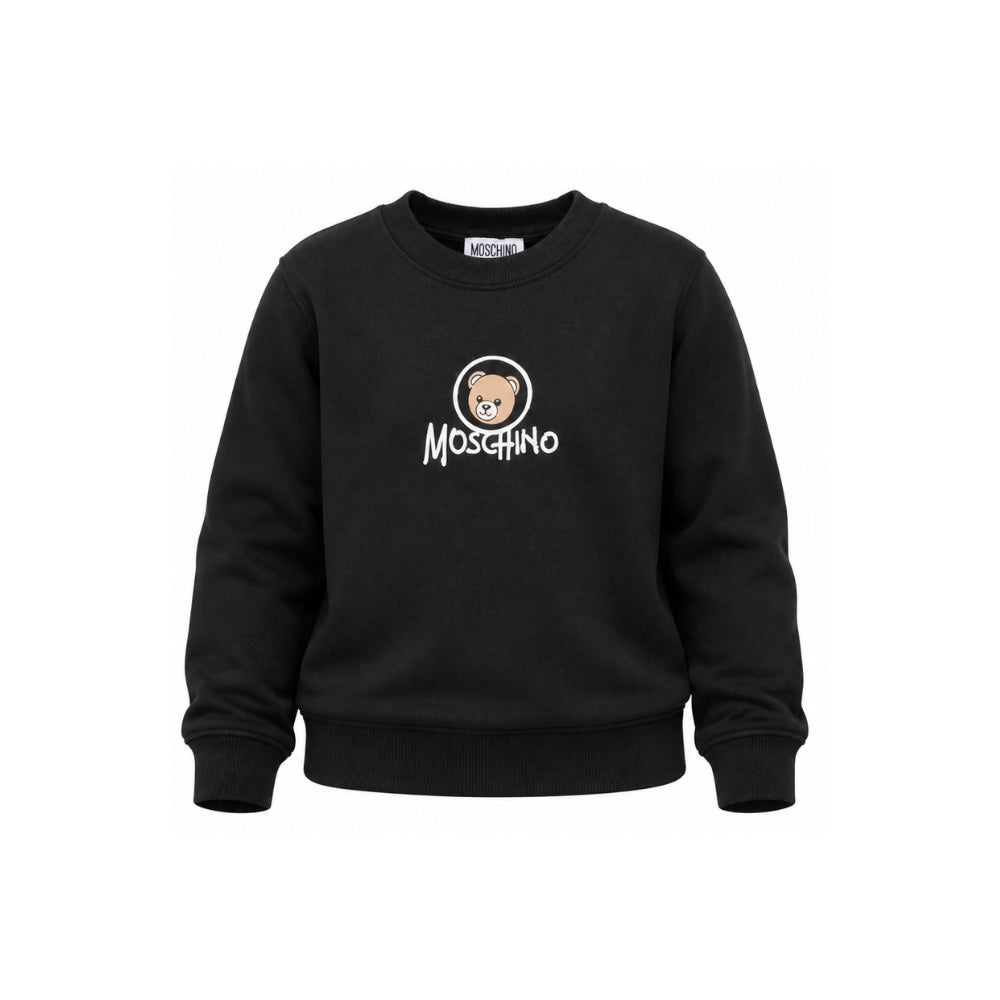 Felpa per bambini Moschino Kids nera con stampa orsetto sul davanti HXF08VLCA83 60100 MOSCHINO KIDS