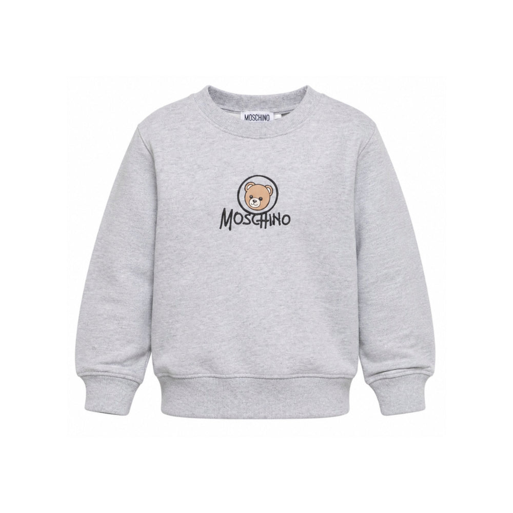 Felpa per bambini Moschino Kids grigia con stampa orsetto sul davanti HXF08VLCA83 60901 MOSCHINO KIDS