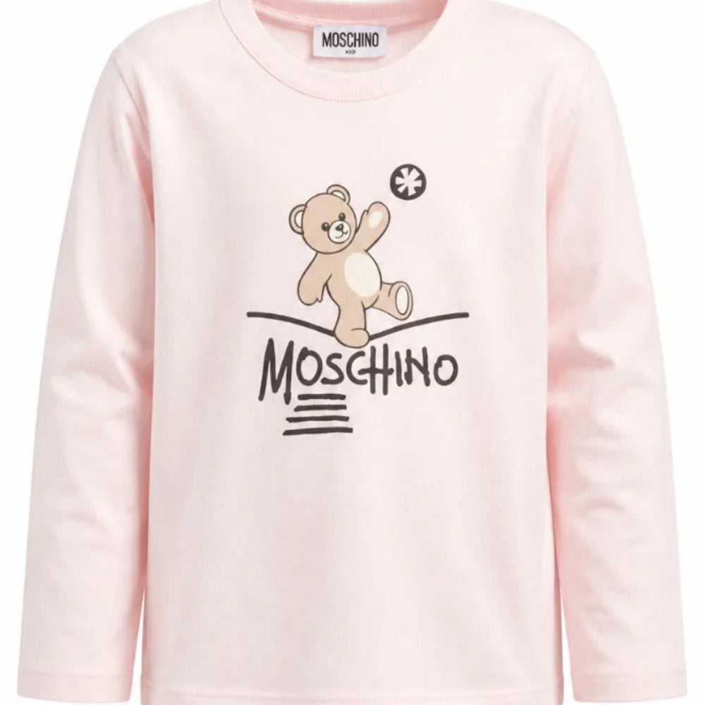T-shirt per bambina Moschino Kids rosa con motivo Teddy Bear HZO00JLAA20 50209 MOSCHINO KIDS