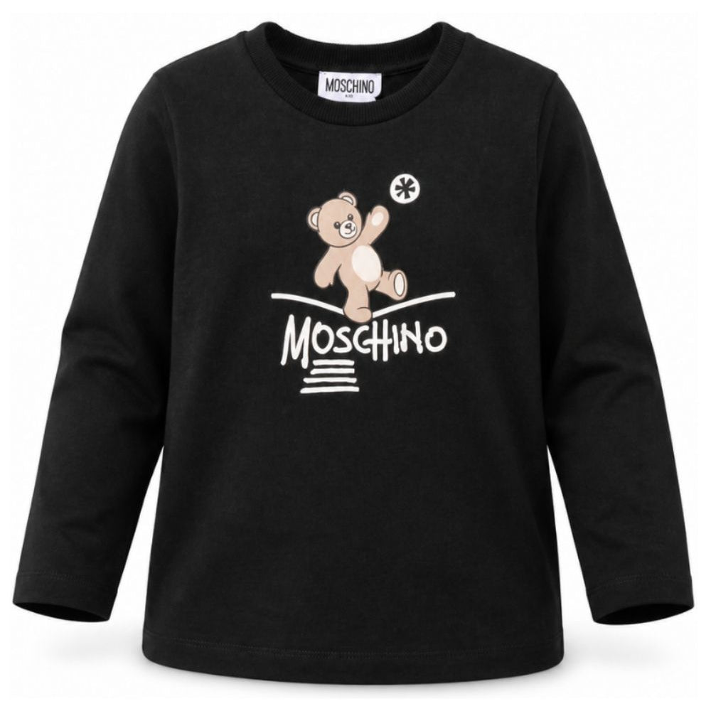 T-shirt per bambini Moschino Kids nera con motivo Teddy Bear HZO00JLAA20 60100 MOSCHINO KIDS