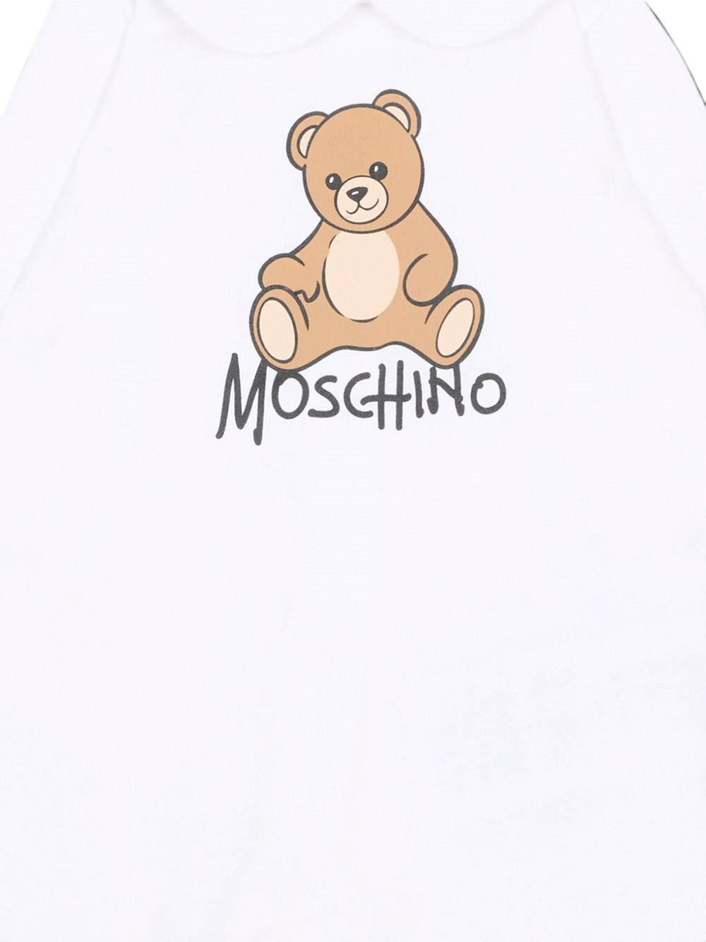 Tutina per neonati Moschino Kids bianca con dettaglio Teddy Bear M5Y037LCA40 10101 MOSCHINO KIDS