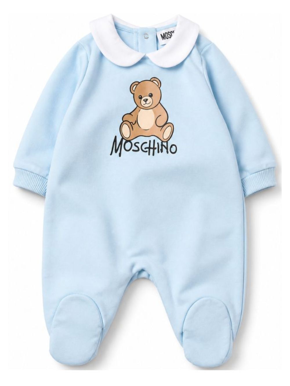 Tutina per neonato Moschino Kids azzurro con dettaglio Teddy Bear M5Y037LCA40 40304 MOSCHINO KIDS
