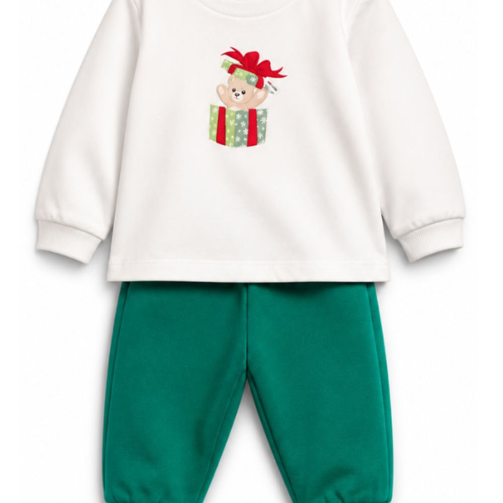 Set felpa e pantaloni per neonato Moschino Kids multicolore con stampa Teddy Bear sul davanti M6K02FLAA10 82638 MOSCHINO KIDS