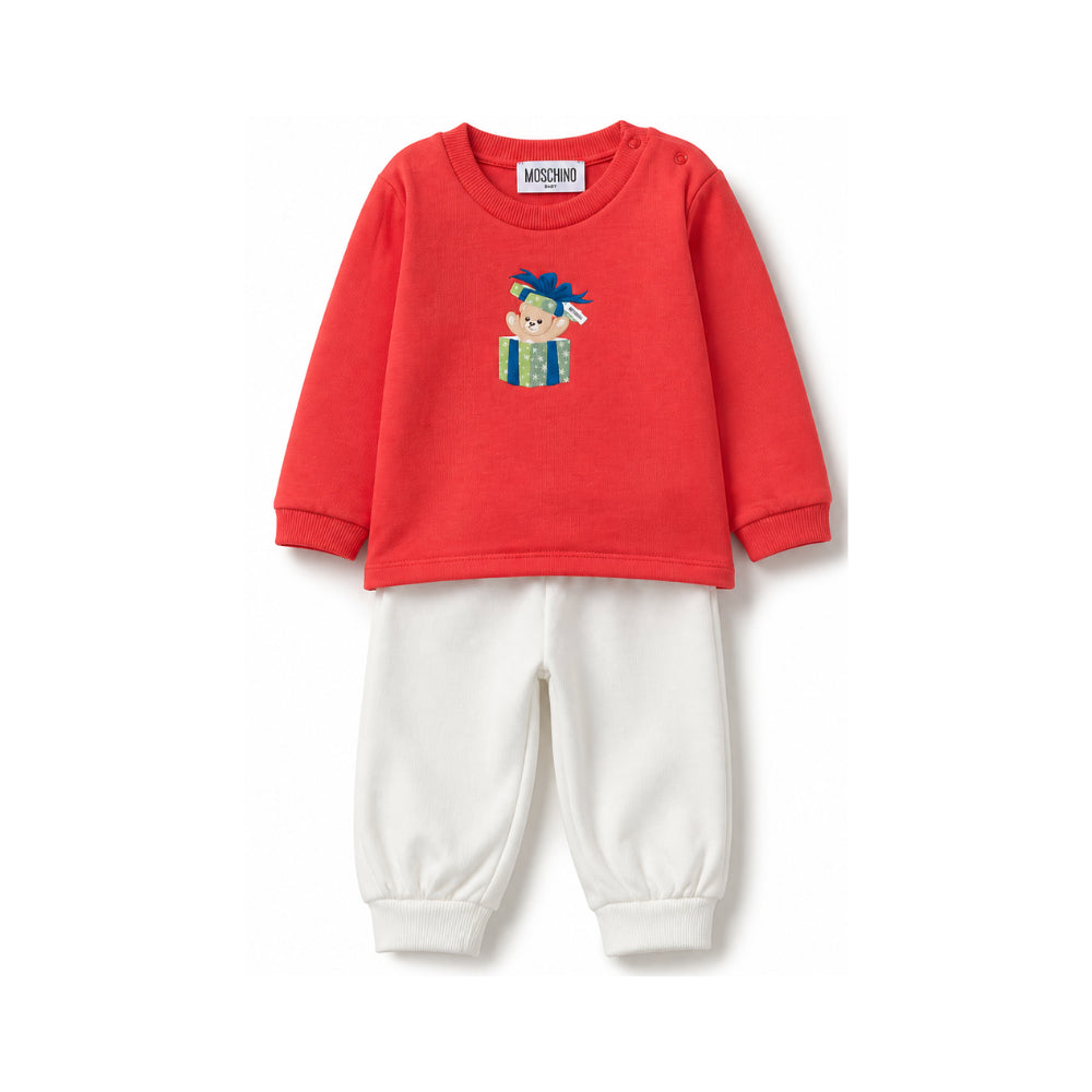 Set tuta sportiva per neonati Moschino Kids multicolore con stampa Teddy Bear M6K02FLAA10 84243 MOSCHINO KIDS