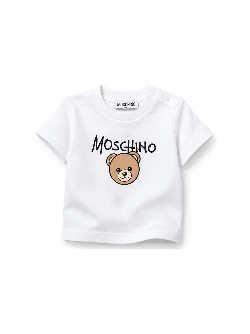 T-shirt per bambini Moschino Kids bianca con stampa orsetto sul davanti M6M047LAA34 10101 MOSCHINO KIDS