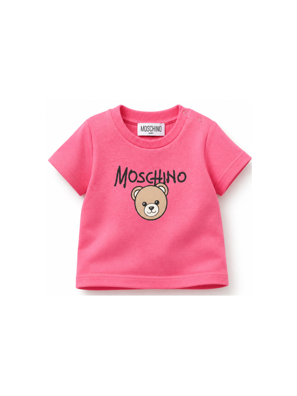 T-shirt per neonata Moschino Kids fucsia con stampa Teddy Bear sul davanti M6M047LAA34 51450 MOSCHINO KIDS