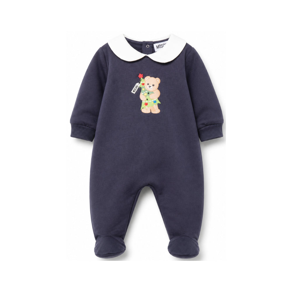 Tutina per neonati Moschino Kids blu con Teddy e Albero di Natale M6Y037LCA61 40016 MOSCHINO KIDS
