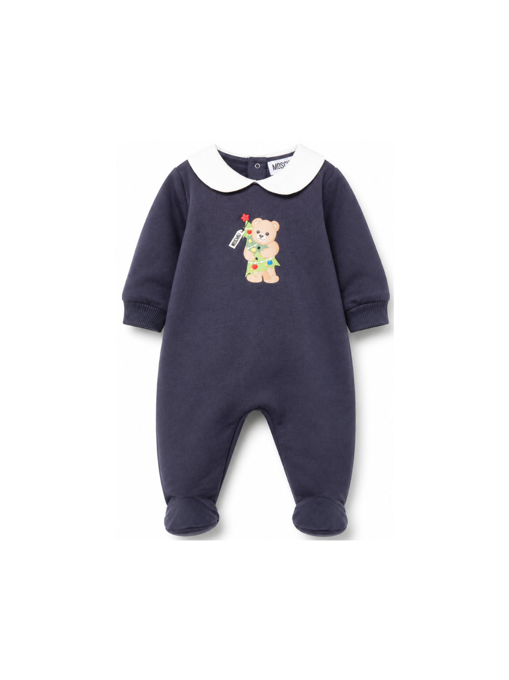 Tutina per neonati Moschino Kids blu con Teddy e Albero di Natale M6Y037LCA61 40016 MOSCHINO KIDS