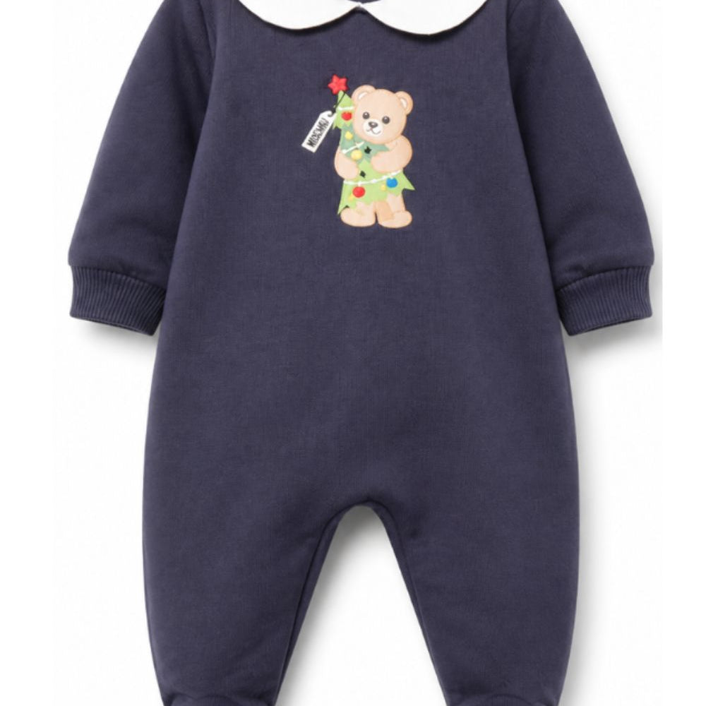 Tutina per neonati Moschino Kids blu con Teddy e Albero di Natale M6Y037LCA61 40016 MOSCHINO KIDS