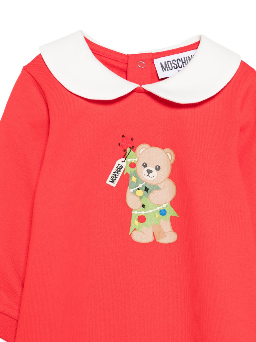 Tutina per neonati Moschino Kids rossa con Teddy e Albero di Natale M6Y037LCA61 50109 MOSCHINO KIDS