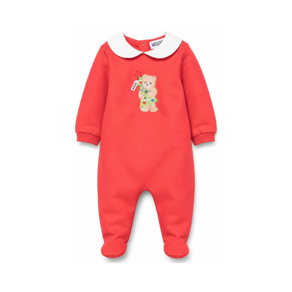 Tutina per neonati Moschino Kids rossa con Teddy e Albero di Natale M6Y037LCA61 50109 MOSCHINO KIDS