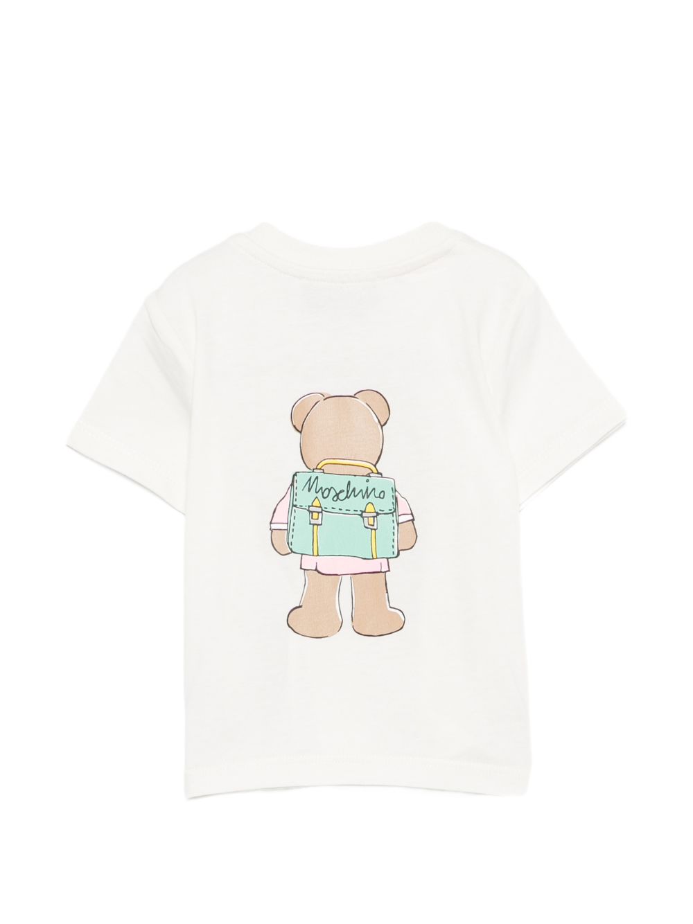 T-shirt per neonata Moschino Kids bianca con motivo orsetto di peluche M7M047LAA10 10063 MOSCHINO KIDS