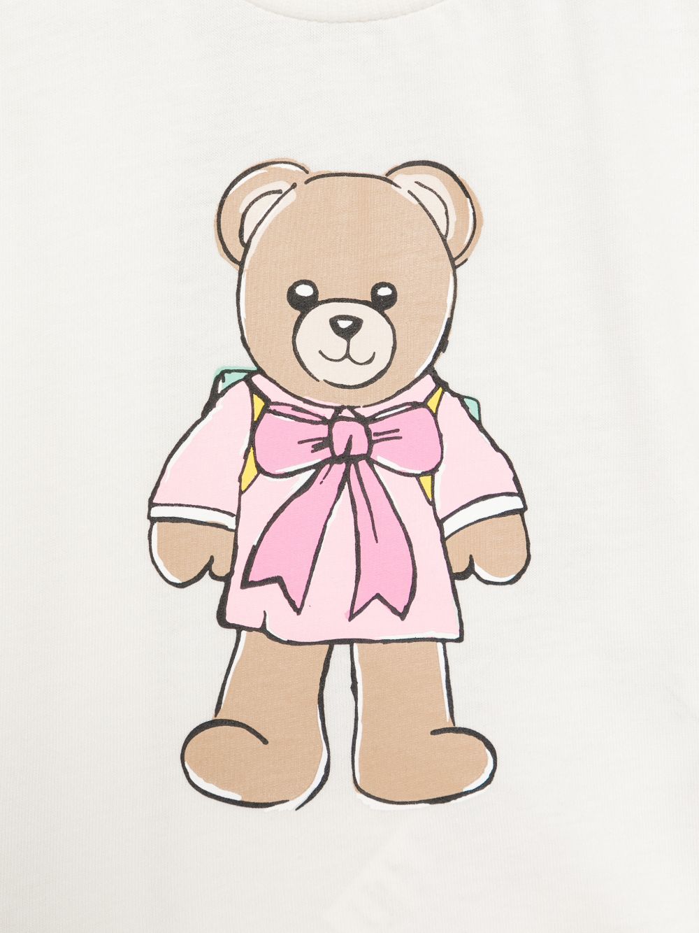 T-shirt per neonata Moschino Kids bianca con motivo orsetto di peluche M7M047LAA10 10063 MOSCHINO KIDS