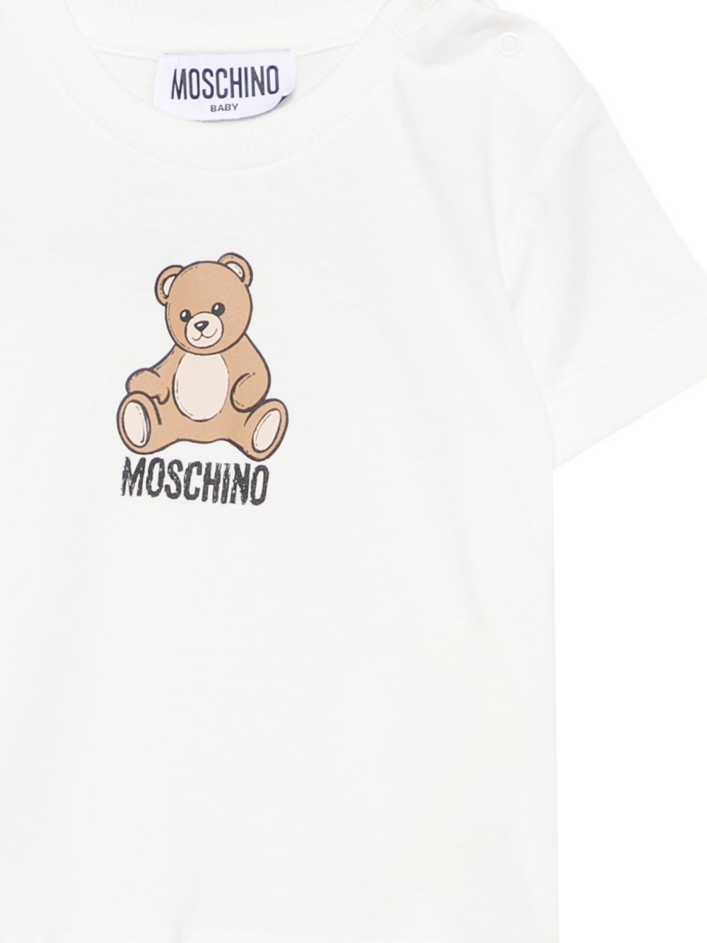 T-shirt per neonati Moschino Kids bianco con motivo Teddy Bear M9M047LAA10 10063 MOSCHINO KIDS