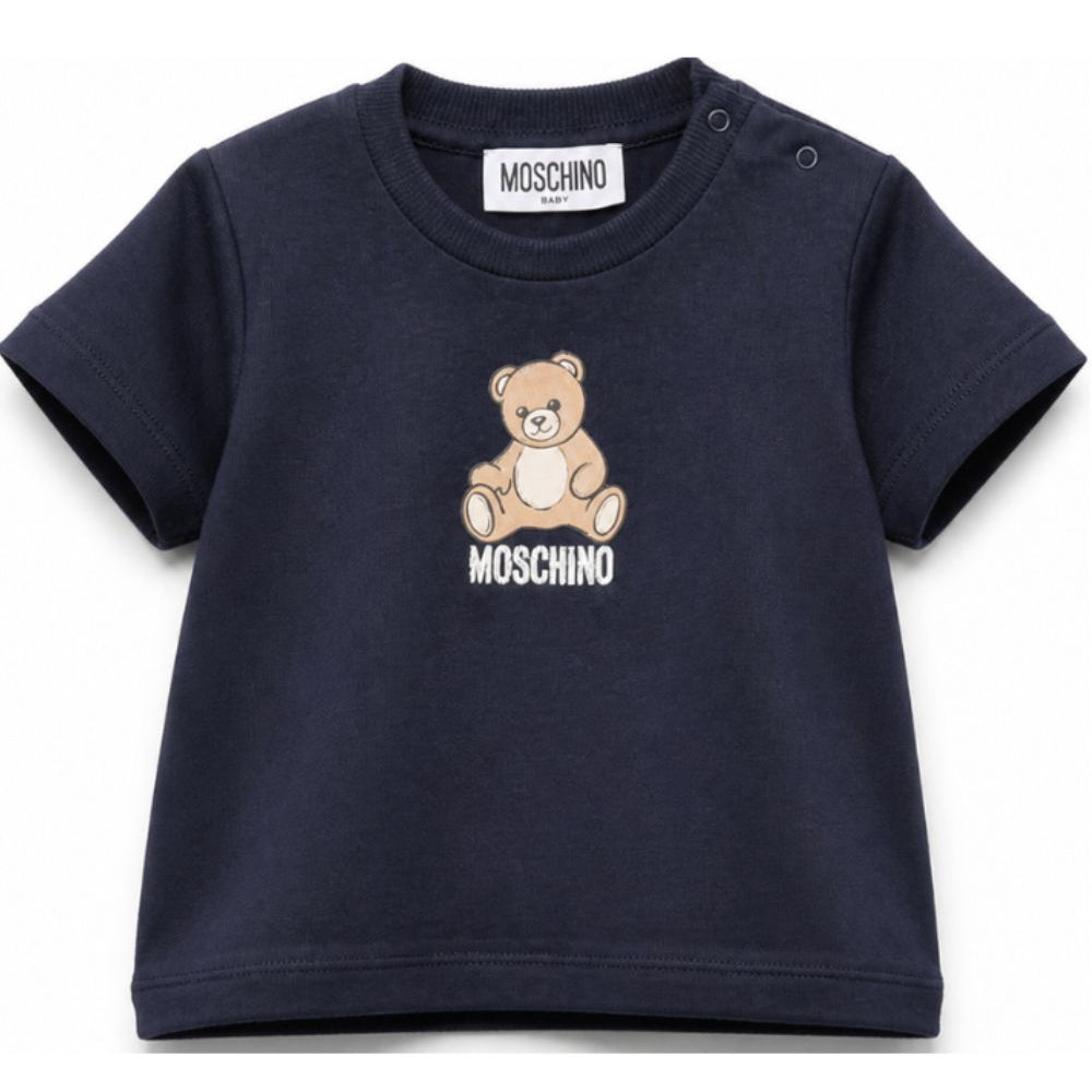T-shirt per neonato Moschino Kids blu con motivo Teddy Bear M9M047LAA10 40016 MOSCHINO KIDS