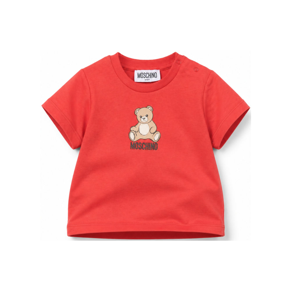 T-shirt per neonati Moschino Kids rossa con motivo Teddy Bear M9M047LAA10 50109 MOSCHINO KIDS