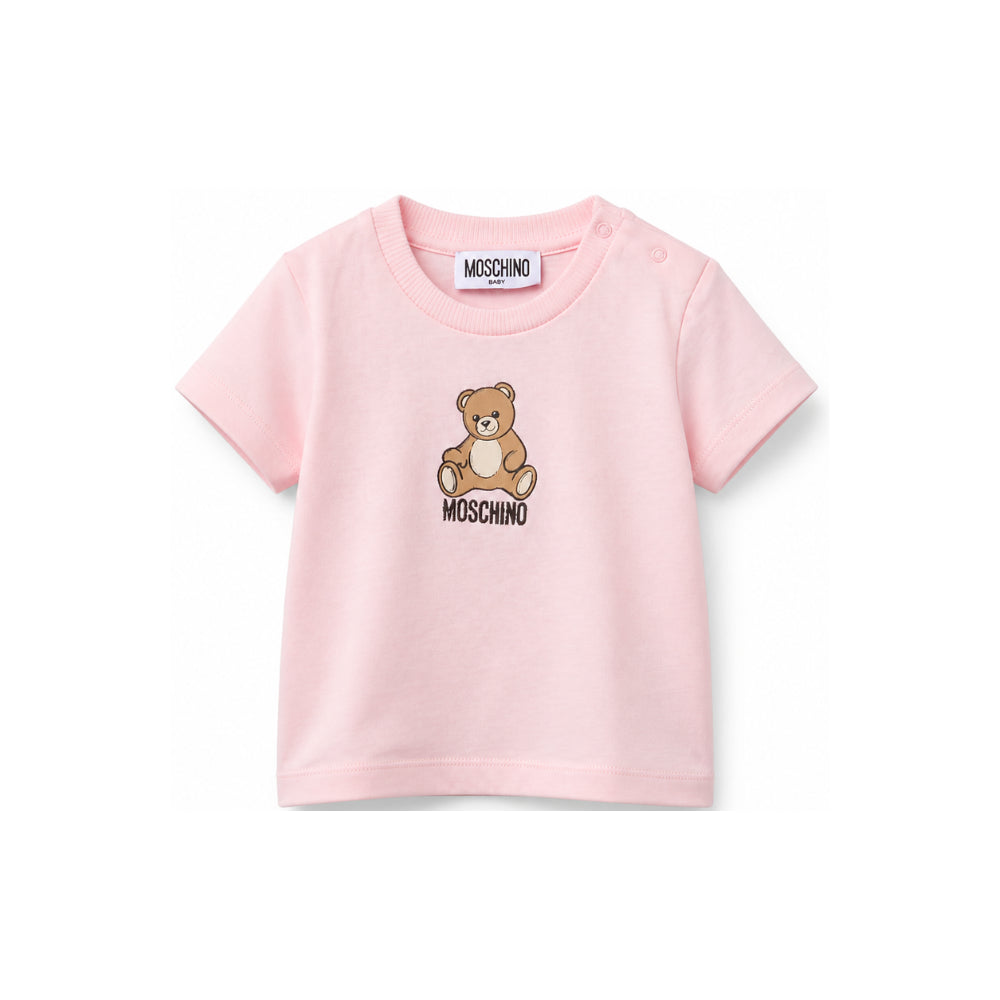 T-shirt per neonata Moschino Kids rosa con motivo Teddy Bear M9M047LAA10 50209 MOSCHINO KIDS