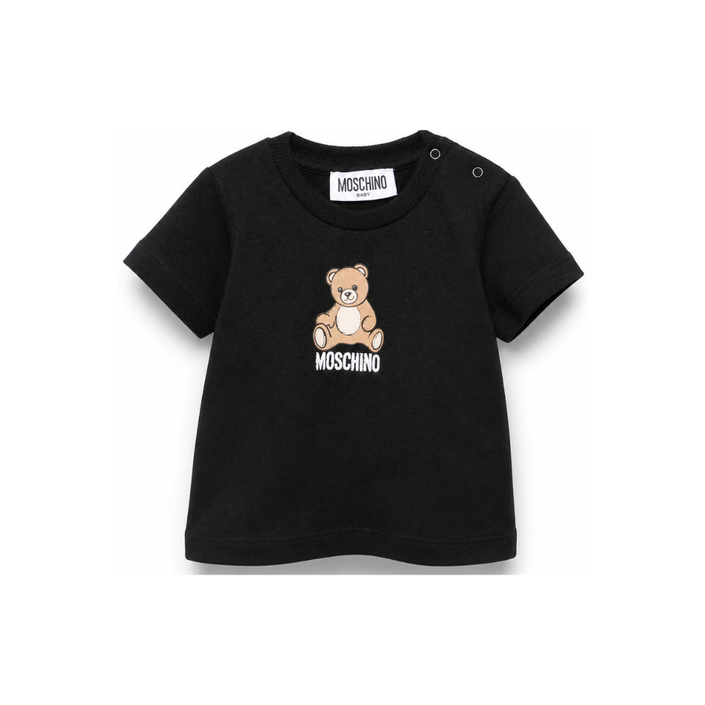 T-shirt per neonati Moschino Kids nera con motivo Teddy Bear M9M047LAA10 60100 MOSCHINO KIDS