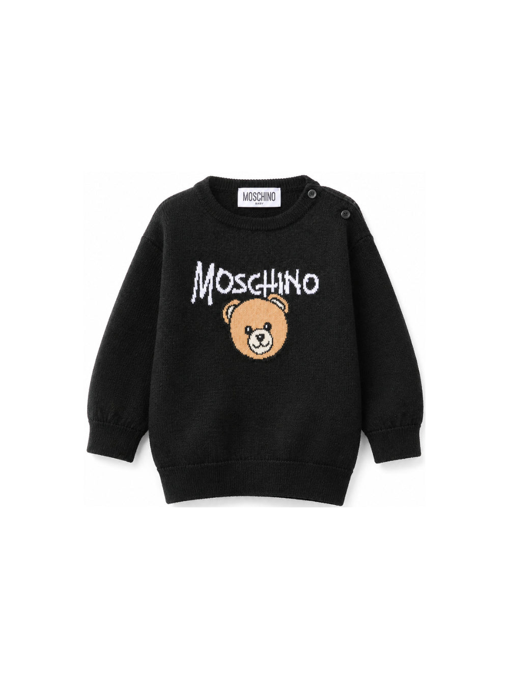 Maglione per neonato Moschino Kids nero con logo ricamato sul davanti M9W00JLHE43 60100 MOSCHINO KIDS