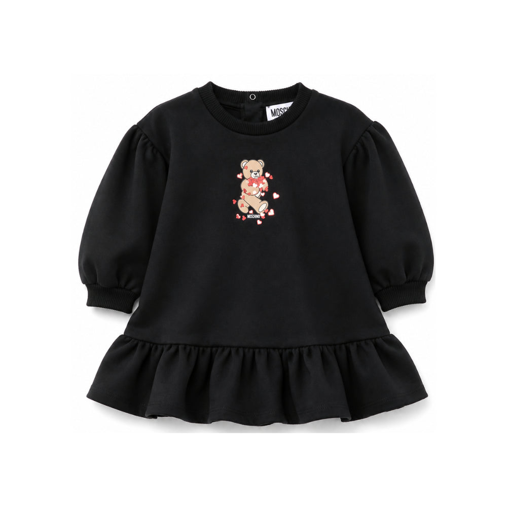 Abito per neonata Moschino Kids nero con motivo Teddy Bear MAV0CWLDA63 60100 MOSCHINO KIDS