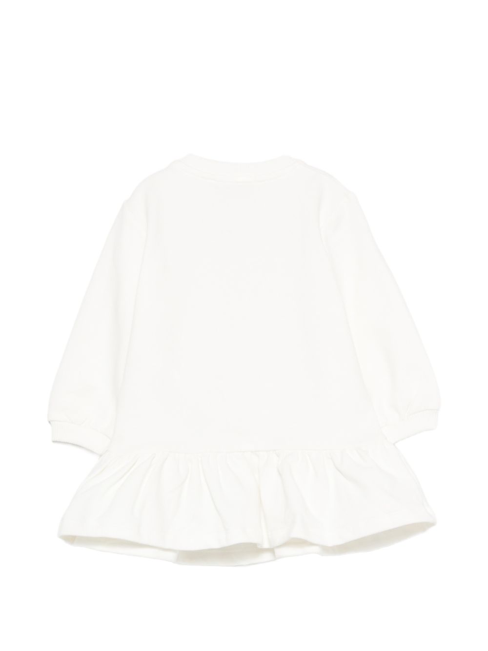 Abito per neonata Moschino Kids bianco con stampa orsetto sul davanti MBV0BKLDA18 10063 MOSCHINO KIDS