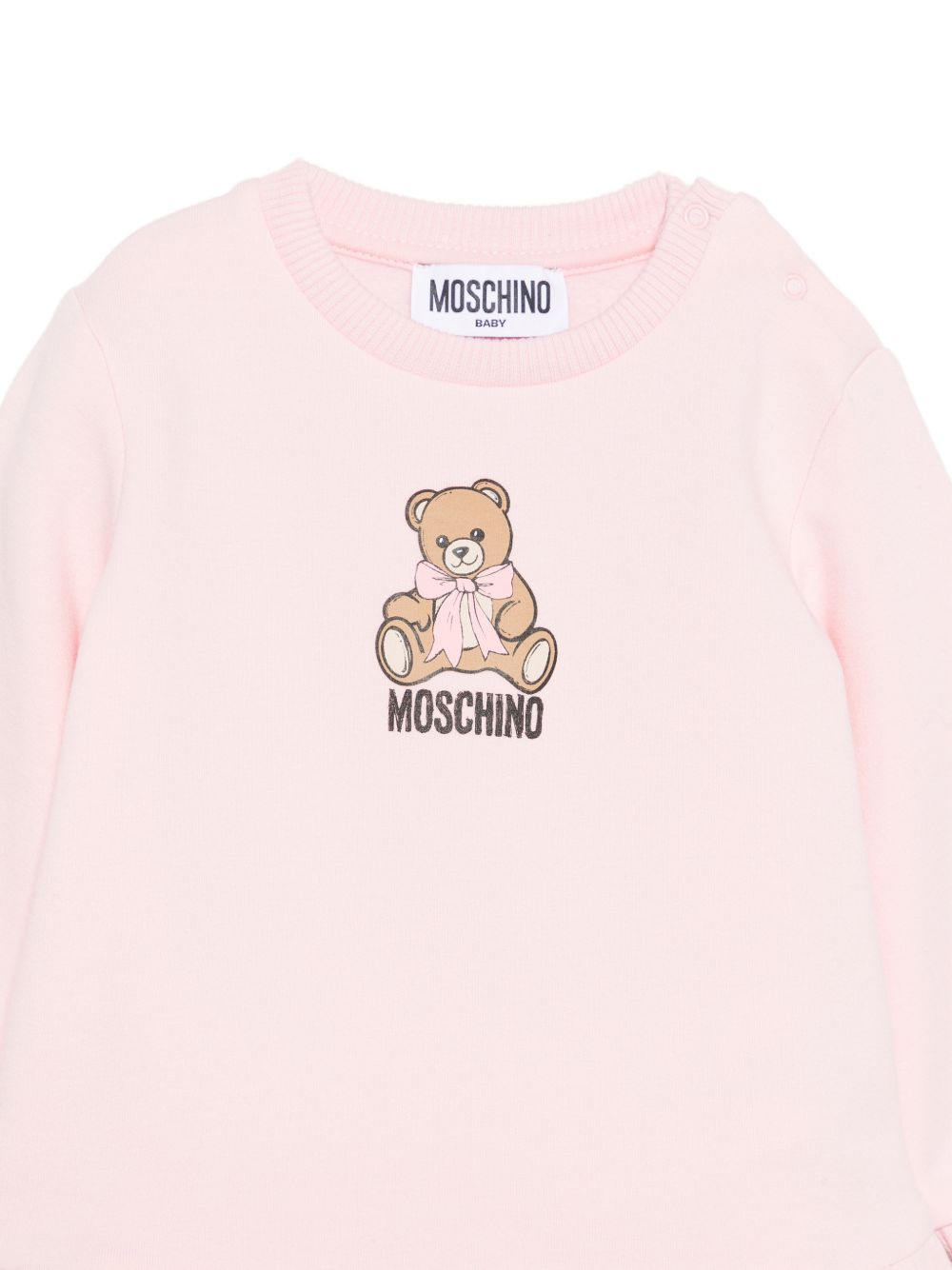 Abito per neonata Moschino Kids rosa con stampa orsetto sul davanti MBV0BKLDA18 50209 MOSCHINO KIDS