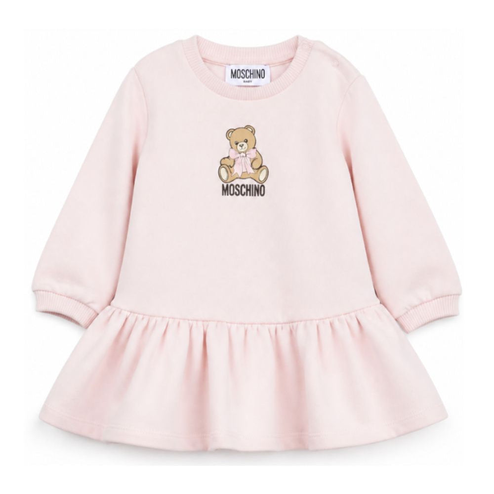 Abito per neonata Moschino Kids rosa con stampa orsetto sul davanti MBV0BKLDA18 50209 MOSCHINO KIDS