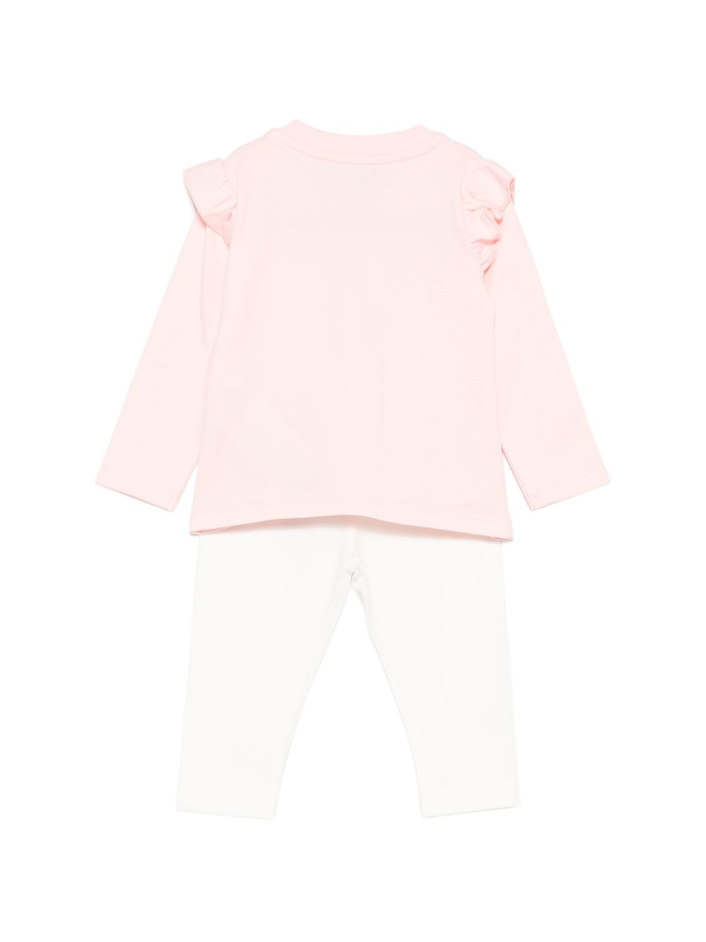 Completo per neonata Moschino Kids rosa e bianco con dettaglio con volant MCK01XLBA11 84241 MOSCHINO KIDS
