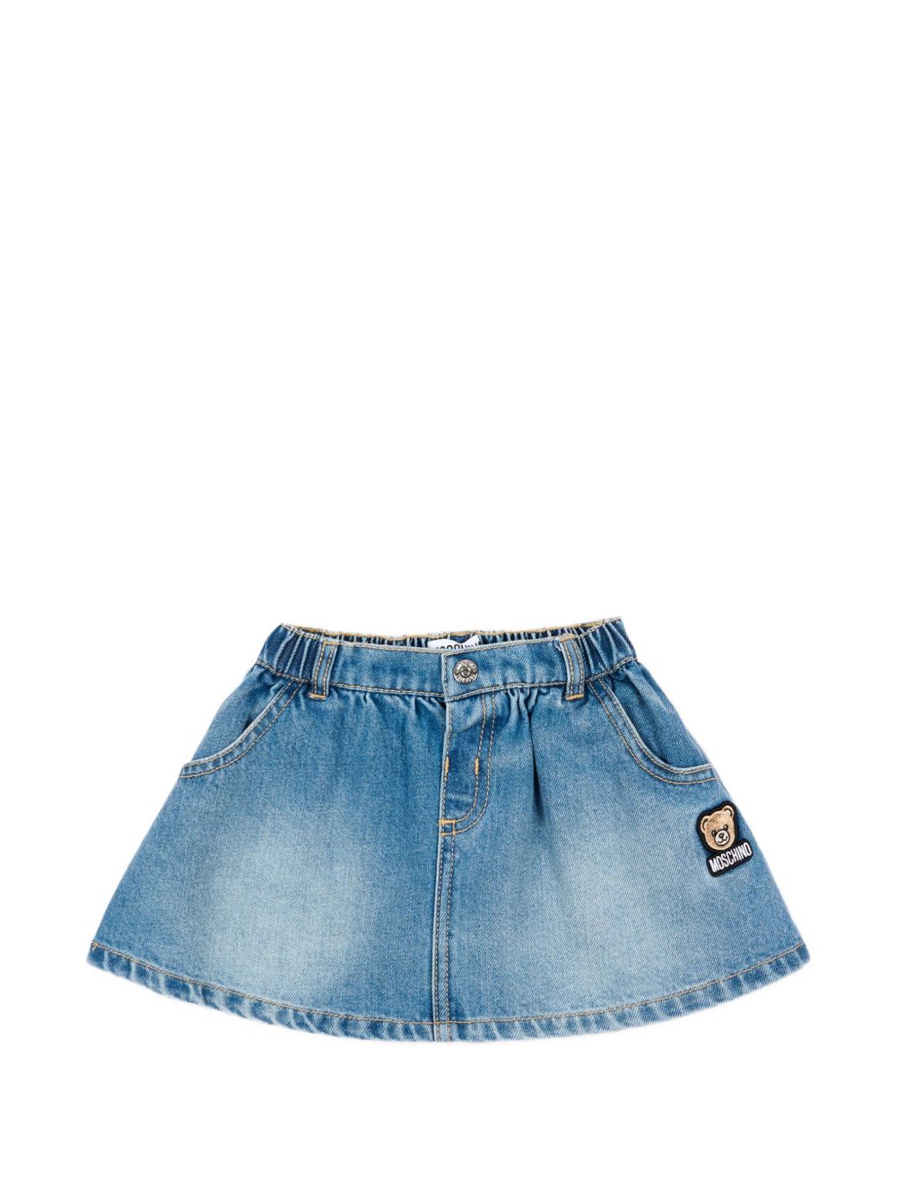 Gonna per neonata Moschino Kids denim con patch orsetto applicato MDJ01PL0E36 41040 MOSCHINO KIDS