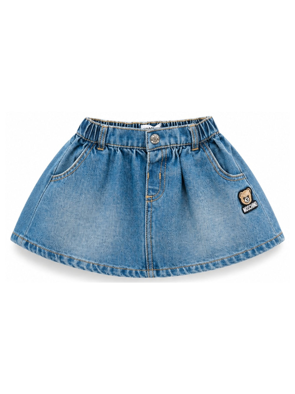 Gonna per neonata Moschino Kids denim con patch orsetto applicato MDJ01PL0E36 41040 MOSCHINO KIDS