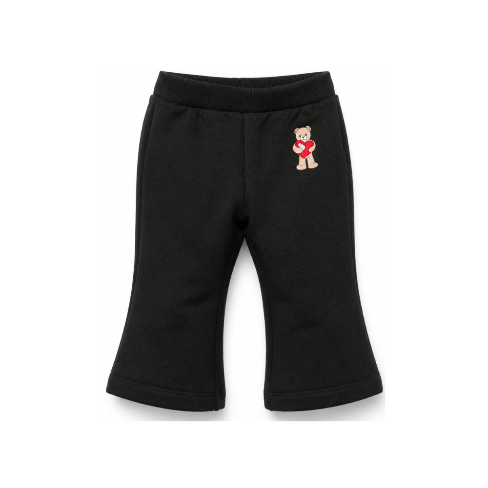 Pantaloni per neonata Moschino Kids neri con motivo Teddy Bear MDP03NLDA63 60100 MOSCHINO KIDS