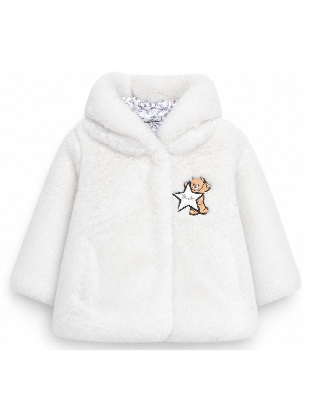 Cappotto per neonata Moschino Kids bianco con effetto orsetto MDS02LLIA02 60252 MOSCHINO KIDS