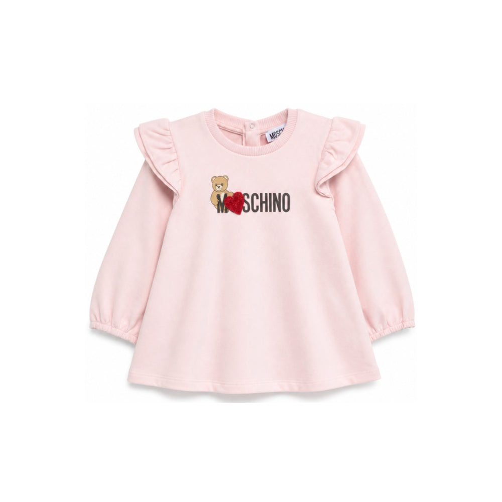 Abito per neonata Moschino Kids rosa con ruches MDV0DPLDA18 50209 MOSCHINO KIDS