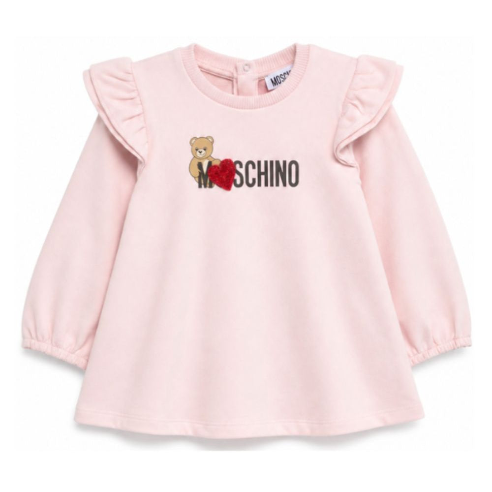 Abito per neonata Moschino Kids rosa con ruches MDV0DPLDA18 50209 MOSCHINO KIDS