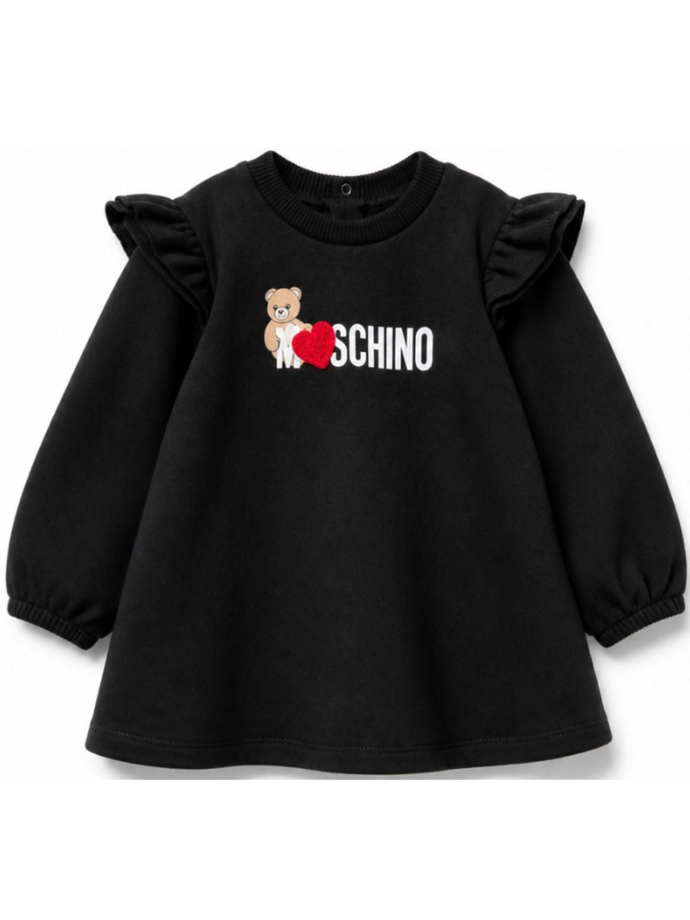 Abito per neonata Moschino Kids nero con stampa logo sul davanti MDV0DPLDA18 60100 MOSCHINO KIDS