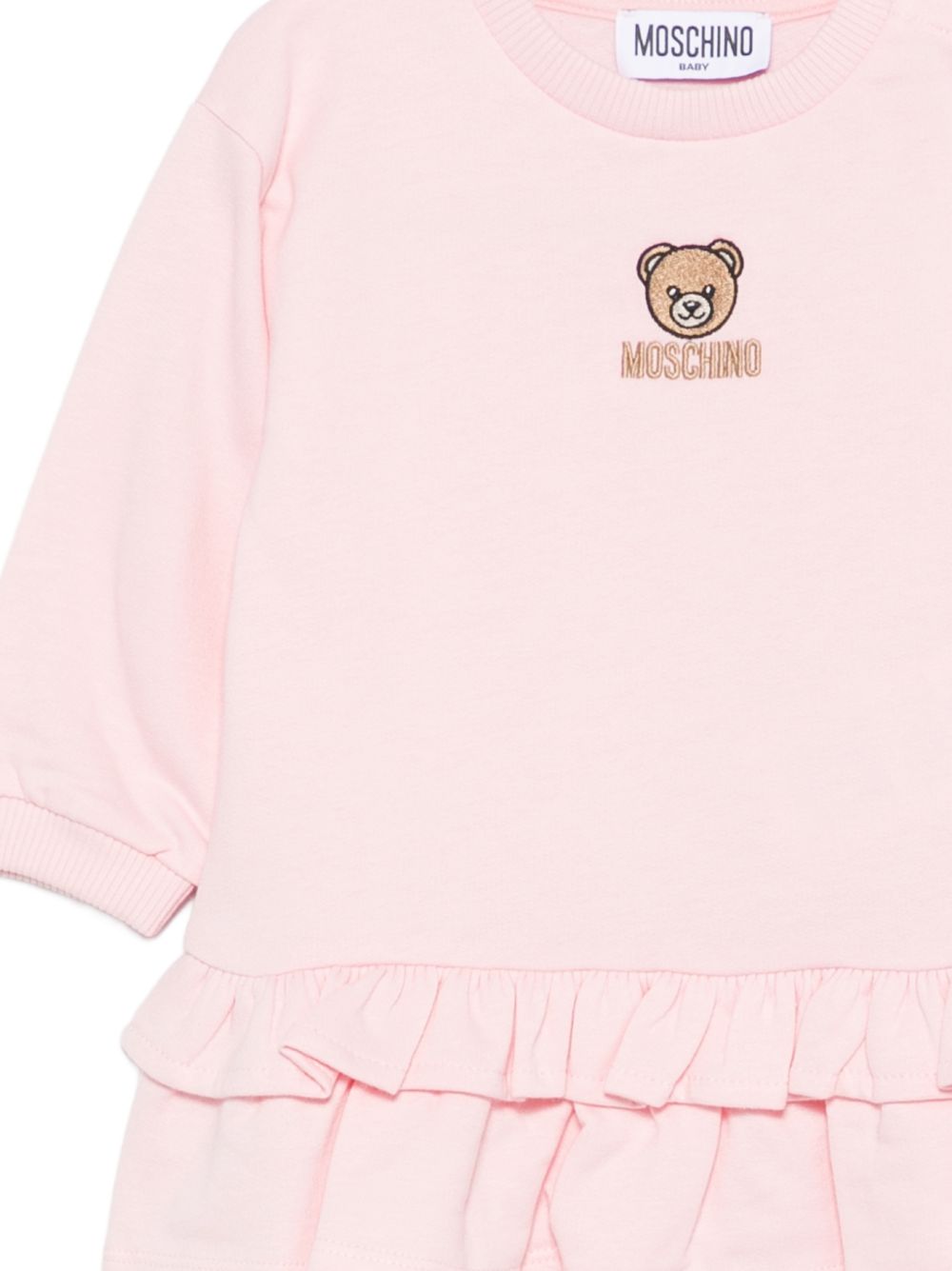 Abito per neonata Moschino Kids rosa con patch orsetto MDV0DQLCA40 50209 MOSCHINO KIDS