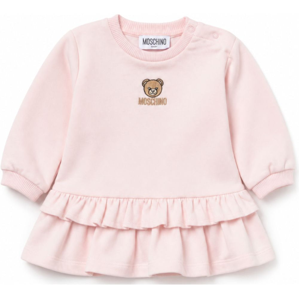 Abito per neonata Moschino Kids rosa con patch orsetto MDV0DQLCA40 50209 MOSCHINO KIDS