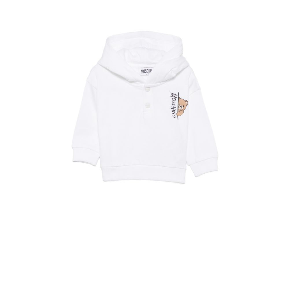 Felpa per neonati Moschino Kids bianca con stampa grafica MMF05ZLCA92 10101 MOSCHINO KIDS
