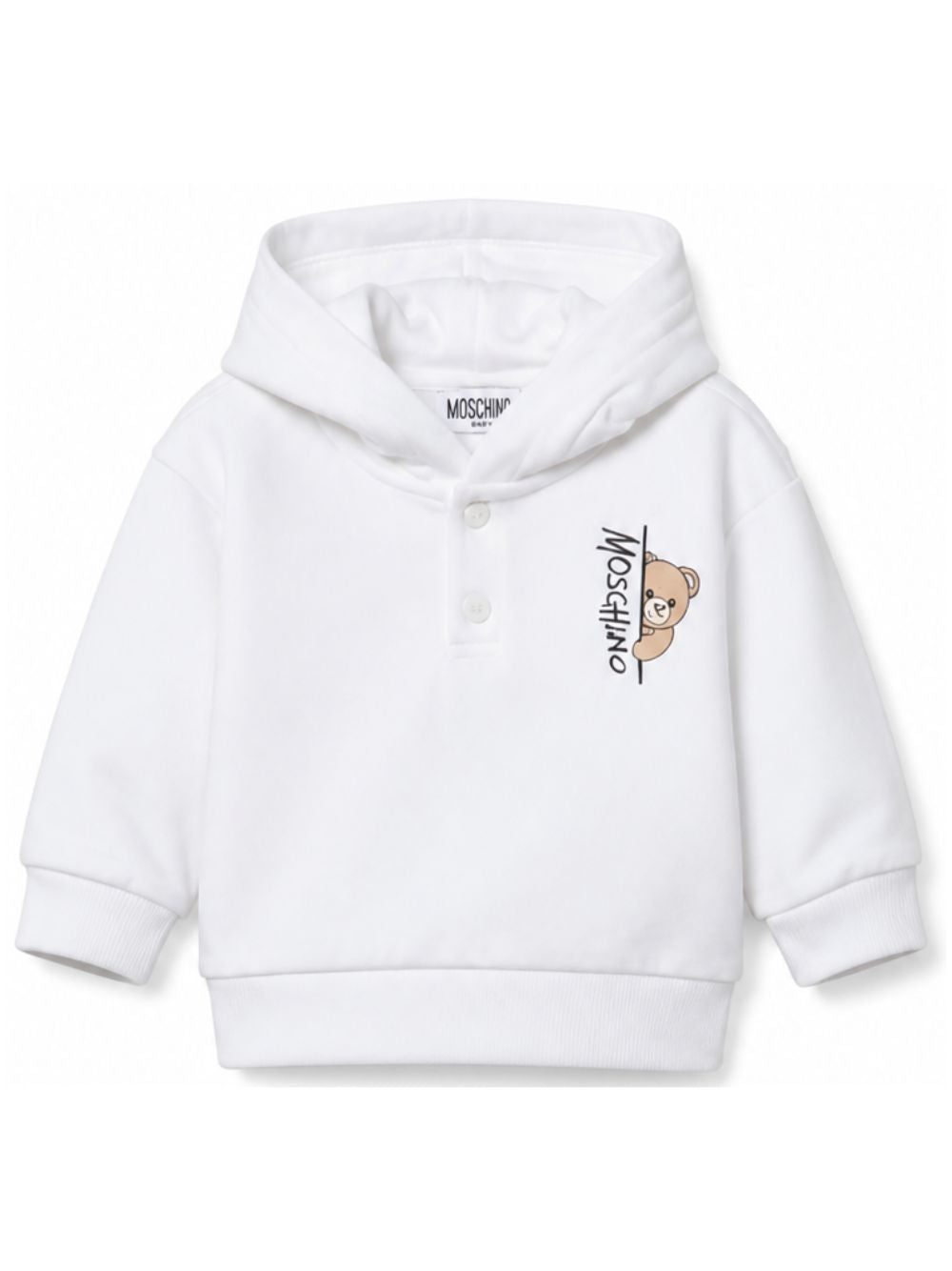 Felpa per neonati Moschino Kids bianca con stampa grafica MMF05ZLCA92 10101 MOSCHINO KIDS