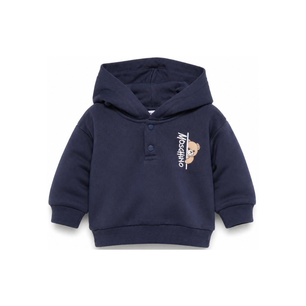Felpa per neonato Moschino Kids blu con stampa grafica MMF05ZLCA92 40016 MOSCHINO KIDS