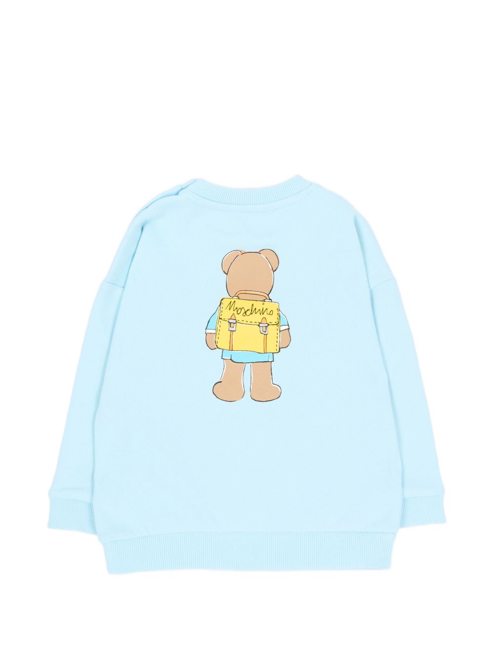 Felpa per neonato Moschino Kids azzurra con stampa grafica MMF06HLCA40 40304 MOSCHINO KIDS