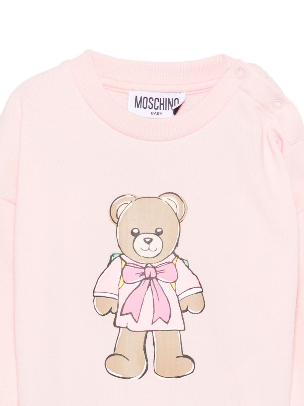 Felpa per neonata Moschino kids rosa con stampa orsetto sul davanti MMF06HLCA40 50209 MOSCHINO KIDS