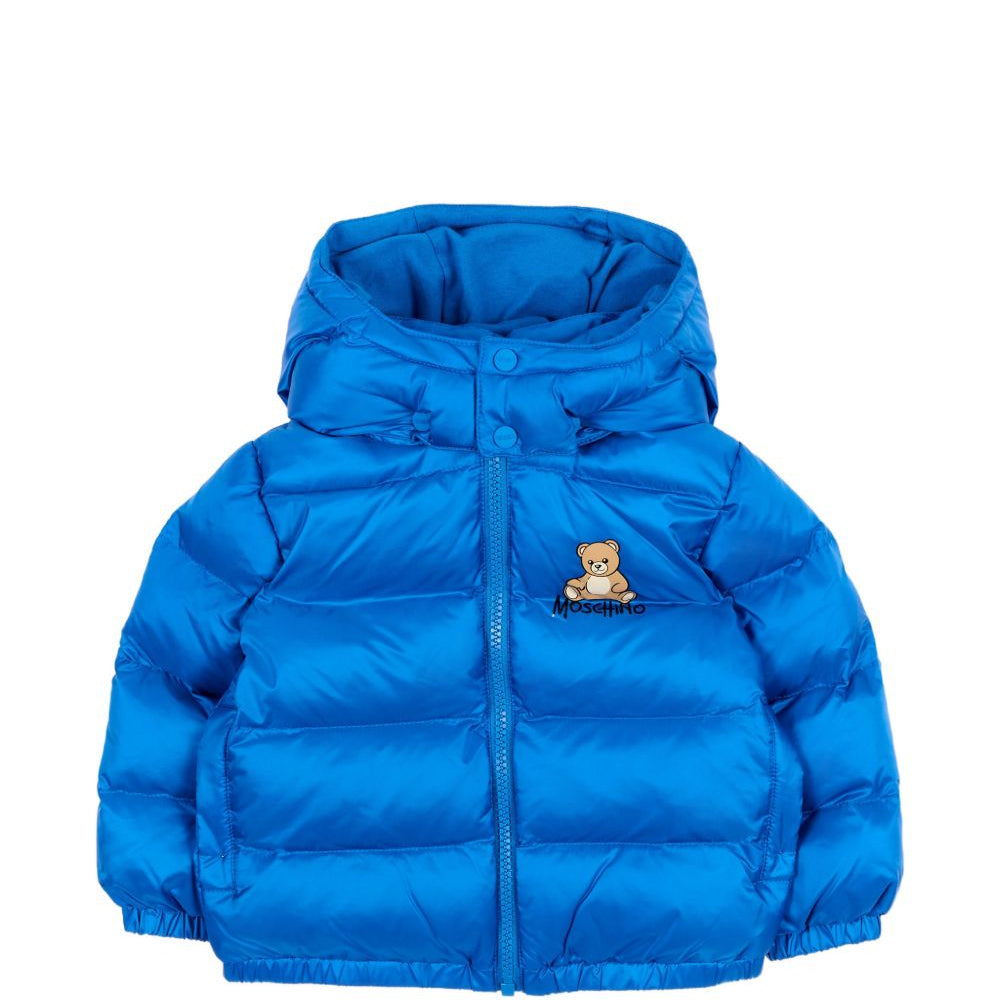 Giubbino per neonato Moschino Kids blu con stampa orsetto sul davanti MMS02FL3AC3 40157 MOSCHINO KIDS