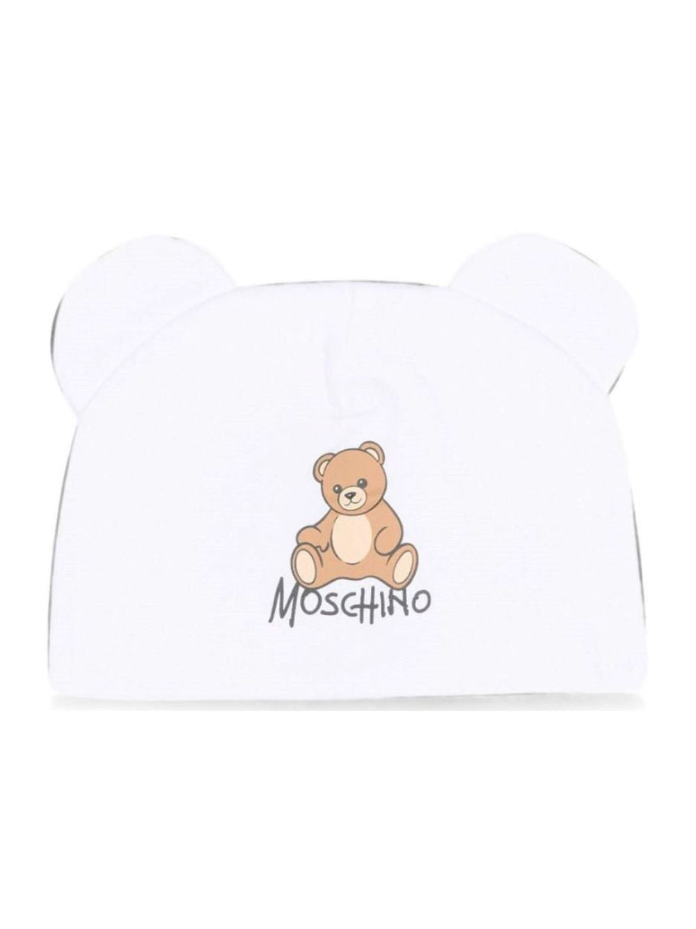 Berretto per neonati Moschino Kids bianco con motivo Teddy bear MMX05HLCA40 10101 MOSCHINO KIDS