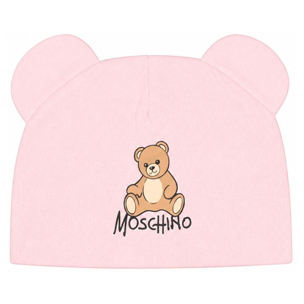 Berretto per neonati Moschino Kids rosa con motivo Teddy bear MMX05HLCA40 50209 MOSCHINO KIDS